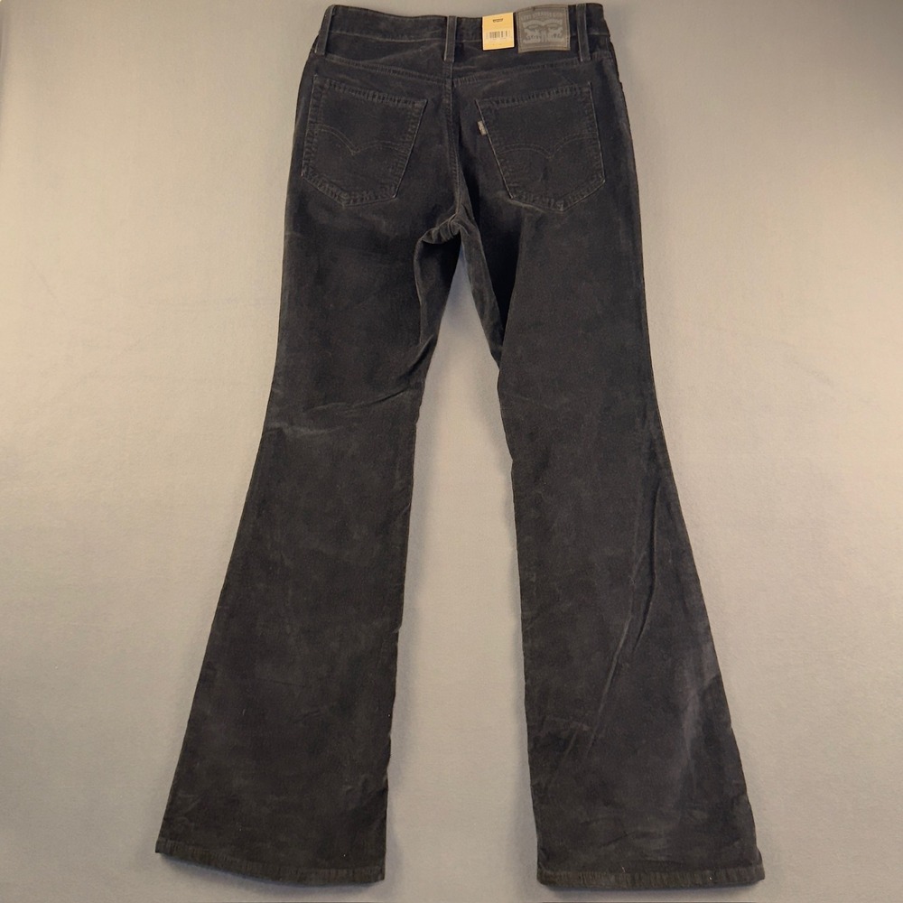 Levis 726 Flare Corduroy Pants Womens 29x32 High Rise Slim Charcoal Grey Black - Picture 9 of 12